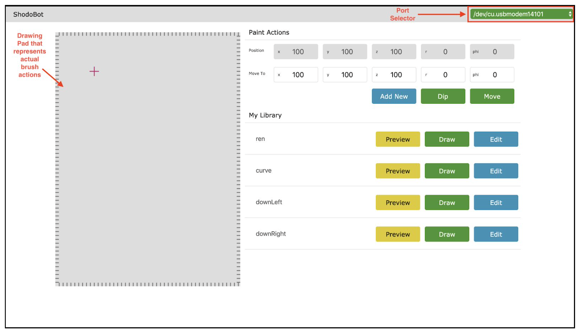 Shodo Bot UI Port Selection